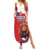 Custom Czech Republic Football Go Champions Summer Maxi Dress Sporty Style with Lion Mascot