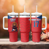 Custom Czech Republic Football Go Champions Tumbler With Handle Sporty Style with Lion Mascot