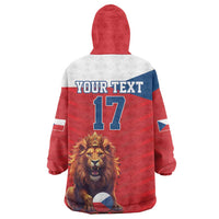 Custom Czech Republic Football Go Champions Wearable Blanket Hoodie Sporty Style with Lion Mascot