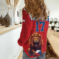 Custom Czech Republic Football Go Champions Women Casual Shirt Sporty Style with Lion Mascot