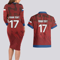 Czech Republic Football Custom Couples Matching Long Sleeve Bodycon Dress and Hawaiian Shirt Sporty Style