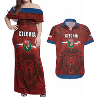 Czech Republic Football Custom Couples Matching Off Shoulder Maxi Dress and Hawaiian Shirt Sporty Style