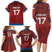 Czech Republic Football Custom Family Matching Long Sleeve Bodycon Dress and Hawaiian Shirt Sporty Style