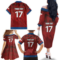 Czech Republic Football Custom Family Matching Off The Shoulder Long Sleeve Dress and Hawaiian Shirt Sporty Style