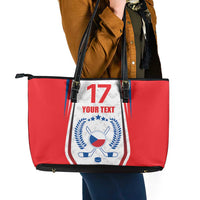 Czech Republic Ice Hockey Custom Leather Tote Bag Flag Style