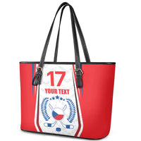 Czech Republic Ice Hockey Custom Leather Tote Bag Flag Style