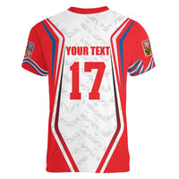 Czech Republic Ice Hockey Custom Women V-Neck T-Shirt Flag Style LT17 - Wonder Print Shop