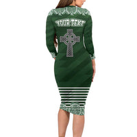 Personalized Celtic Cross Shamrock Ireland Family Matching Long Sleeve Bodycon Dress and Hawaiian Shirt Celtic Knot with Shamrock