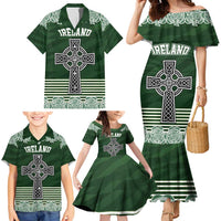 Personalized Celtic Cross Shamrock Ireland Family Matching Mermaid Dress and Hawaiian Shirt Celtic Knot with Shamrock