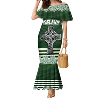 Personalized Celtic Cross Shamrock Ireland Family Matching Mermaid Dress and Hawaiian Shirt Celtic Knot with Shamrock
