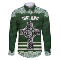 Personalized Celtic Cross Shamrock Ireland Family Matching Off The Shoulder Long Sleeve Dress and Hawaiian Shirt Celtic Knot with Shamrock