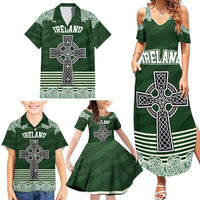 Personalized Celtic Cross Shamrock Ireland Family Matching Summer Maxi Dress and Hawaiian Shirt Celtic Knot with Shamrock
