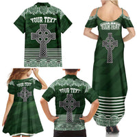 Personalized Celtic Cross Shamrock Ireland Family Matching Summer Maxi Dress and Hawaiian Shirt Celtic Knot with Shamrock