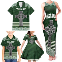 Personalized Celtic Cross Shamrock Ireland Family Matching Tank Maxi Dress and Hawaiian Shirt Celtic Knot with Shamrock