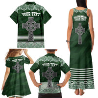 Personalized Celtic Cross Shamrock Ireland Family Matching Tank Maxi Dress and Hawaiian Shirt Celtic Knot with Shamrock