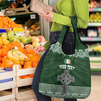 Personalized Celtic Cross Shamrock Ireland Grocery Bag Celtic Knot with Shamrock