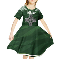 Personalized Celtic Cross Shamrock Ireland Kid Short Sleeve Dress Celtic Knot with Shamrock