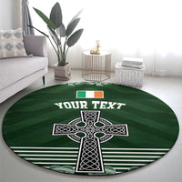 Personalized Celtic Cross Shamrock Ireland Round Carpet Celtic Knot with Shamrock