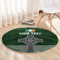 Personalized Celtic Cross Shamrock Ireland Round Carpet Celtic Knot with Shamrock