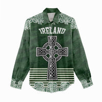 Personalized Celtic Cross Shamrock Ireland Women Casual Shirt Celtic Knot with Shamrock