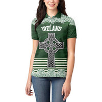 Personalized Celtic Cross Shamrock Ireland Women Polo Shirt Celtic Knot with Shamrock