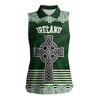Personalized Celtic Cross Shamrock Ireland Women Sleeveless Polo Shirt Celtic Knot with Shamrock