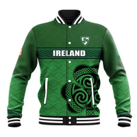 Custom Ireland Football Baseball Jacket Celtic Knot with Shamrock