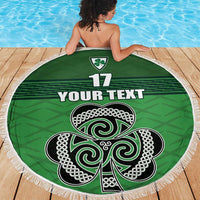 Custom Ireland Football Beach Blanket Celtic Knot with Shamrock