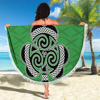 Custom Ireland Football Beach Blanket Celtic Knot with Shamrock