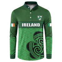 Custom Ireland Football Button Sweatshirt Celtic Knot with Shamrock