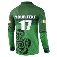 Custom Ireland Football Button Sweatshirt Celtic Knot with Shamrock