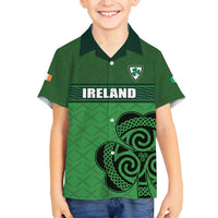 Custom Ireland Football Family Matching Off Shoulder Maxi Dress and Hawaiian Shirt Celtic Knot with Shamrock