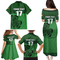 Custom Ireland Football Family Matching Puletasi and Hawaiian Shirt Celtic Knot with Shamrock