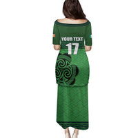 Custom Ireland Football Family Matching Puletasi and Hawaiian Shirt Celtic Knot with Shamrock