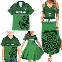 Custom Ireland Football Family Matching Summer Maxi Dress and Hawaiian Shirt Celtic Knot with Shamrock