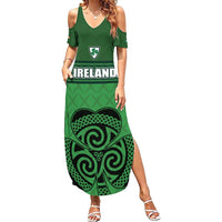 Custom Ireland Football Family Matching Summer Maxi Dress and Hawaiian Shirt Celtic Knot with Shamrock