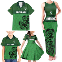 Custom Ireland Football Family Matching Tank Maxi Dress and Hawaiian Shirt Celtic Knot with Shamrock