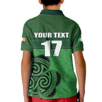 Custom Ireland Football Kid Polo Shirt Celtic Knot with Shamrock
