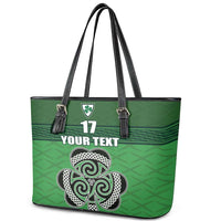Custom Ireland Football Leather Tote Bag Celtic Knot with Shamrock