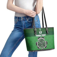 Custom Ireland Football Leather Tote Bag Celtic Knot with Shamrock