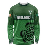 Custom Ireland Football Long Sleeve Shirt Celtic Knot with Shamrock