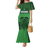 Custom Ireland Football Mermaid Dress Celtic Knot with Shamrock