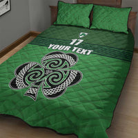 Custom Ireland Football Quilt Bed Set Celtic Knot with Shamrock