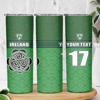 Custom Republic of Ireland Football Skinny Tumbler Celtic Knot with Shamrock
