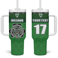 Custom Republic of Ireland Football Tumbler With Handle Celtic Knot with Shamrock
