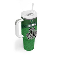 Custom Republic of Ireland Football Tumbler With Handle Celtic Knot with Shamrock