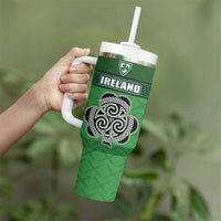Custom Republic of Ireland Football Tumbler With Handle Celtic Knot with Shamrock
