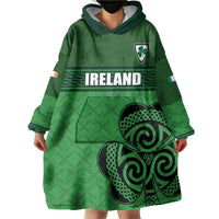 Custom Ireland Football Wearable Blanket Hoodie Celtic Knot with Shamrock