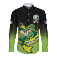 Custom Ireland Rugby Go Champions Long Sleeve Button Shirt Irish Shamrock