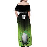 Custom Ireland Rugby Go Champions Off Shoulder Maxi Dress Irish Shamrock